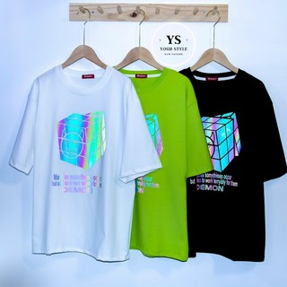 Áo Thun Tay Lỡ Ulzzang Unisex, Áo Thun Phản Quang Rubik ATPQ08, Chất Thun Cotton Co Dãn 4 Chiều Nam Nữ Ysshop