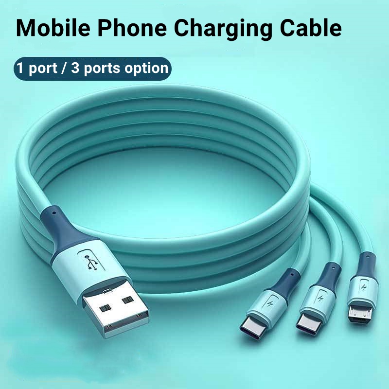 Dây Cáp Sạc Nhanh 5A 3 Trong 1 Bằng Silicon Dành Cho Điện Thoại Micro USB / Type-C