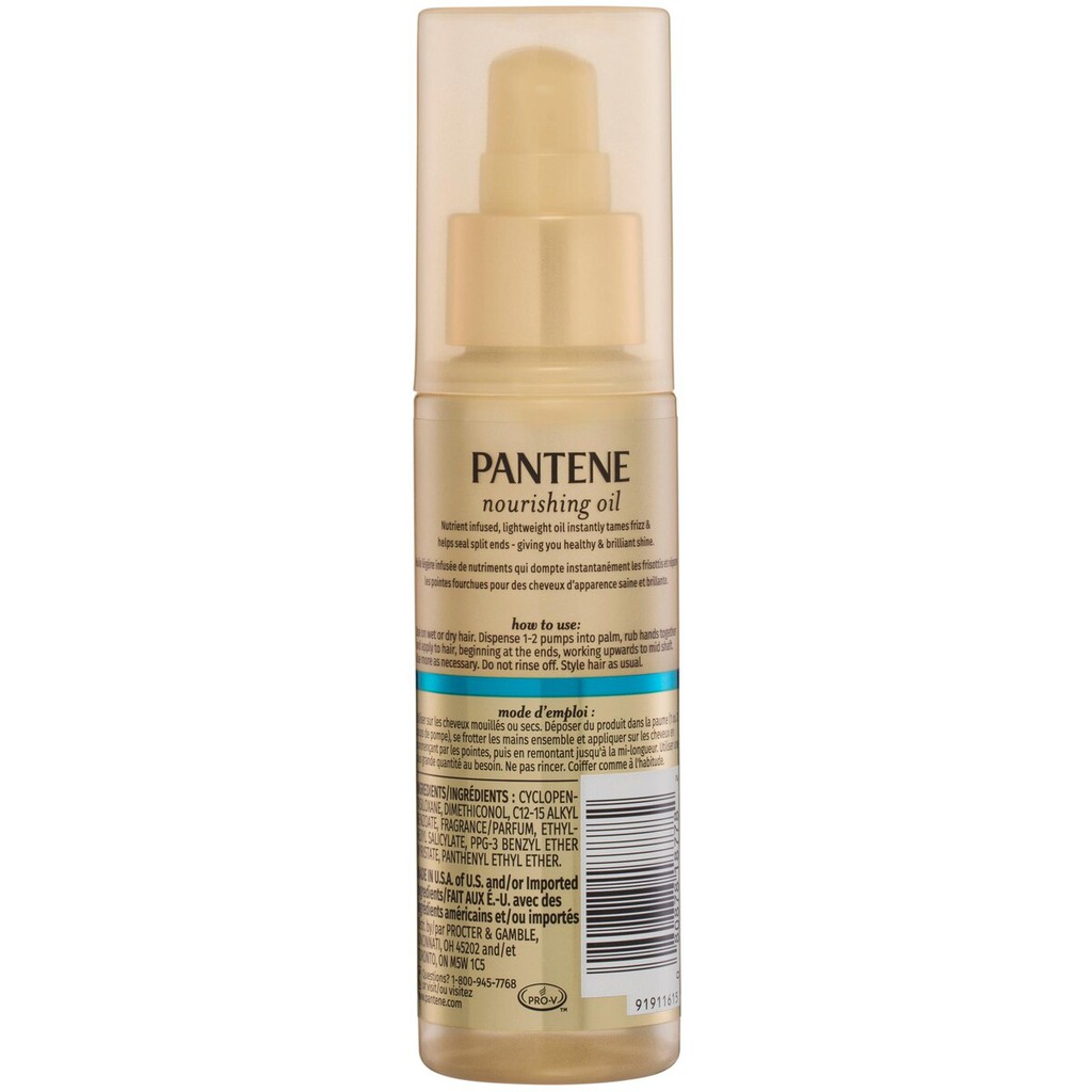 [Xách tay Mỹ] Serum dưỡng tóc và tạo nếp tóc Pantene Nourishing Oil (100ml)