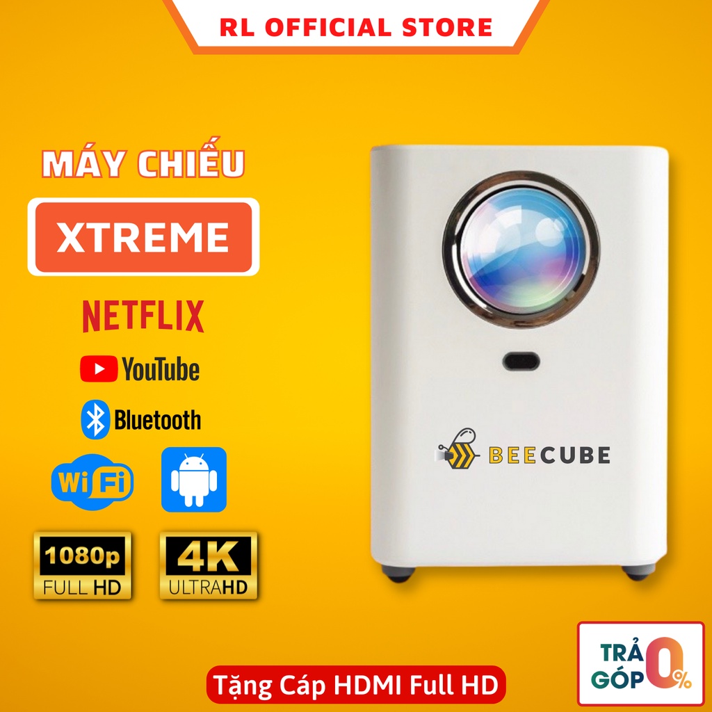 [Mã 155ELSALE giảm 7% đơn 300K] Máy Chiếu BeeCube Xtreme FULL HD 1080P Hỗ Trợ 4K Bảo Hành 12 Tháng Chính Hãng