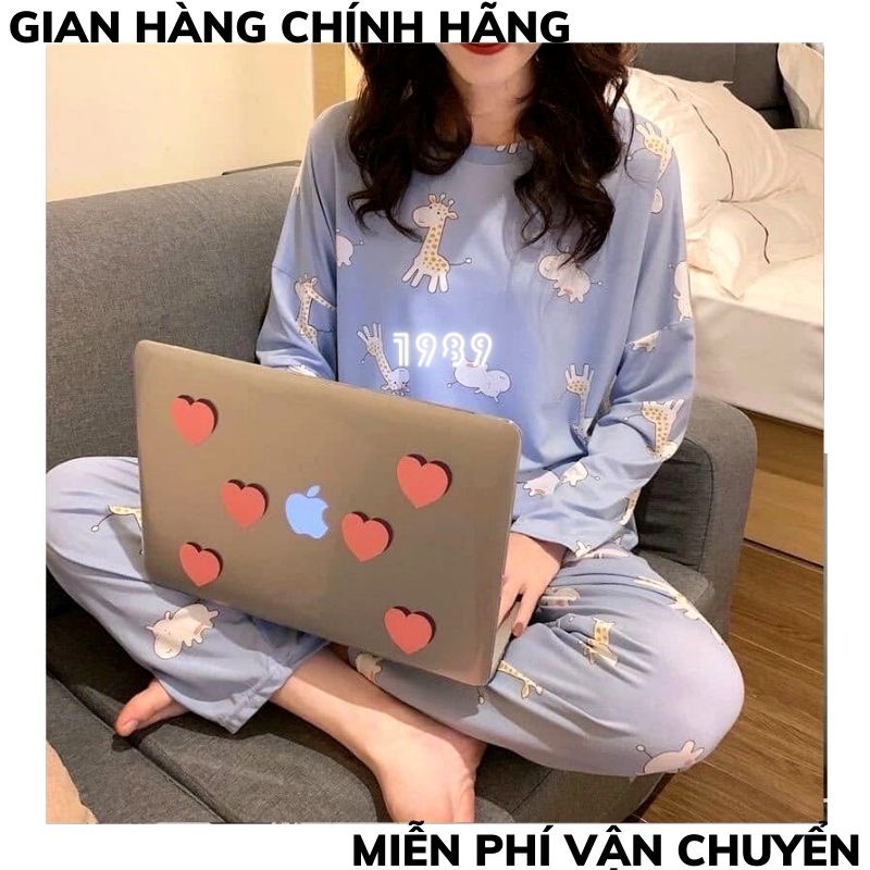 Bộ ngủ nữ dài tay in hình ngộ nghĩnh ,pyjama mặc nhà dài tay chất cotton dày dặn bao đẹp chuẩn form TT1989