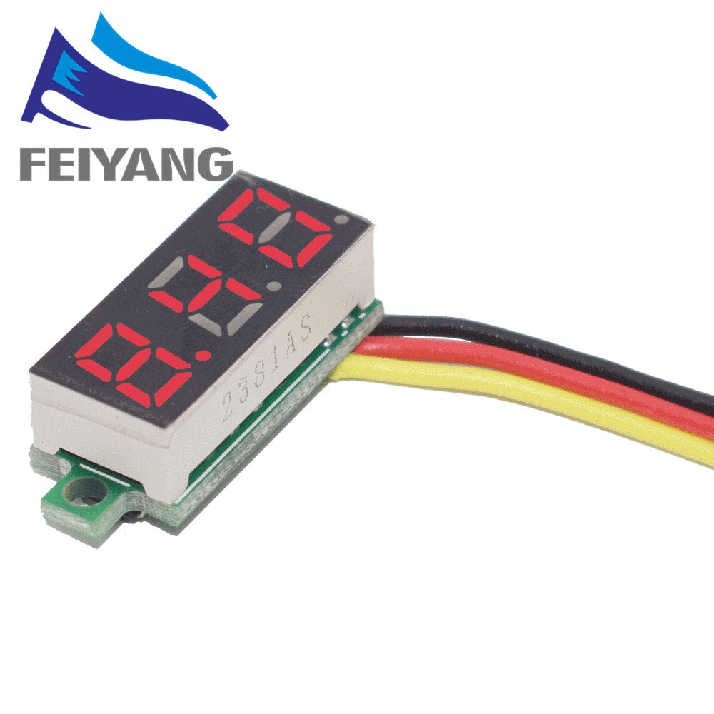 Vôn Kế Kỹ Thuật Số Mini 0.28 Inch 2.5V-40V  0-100V 3 dây Led đồng hồ đo điện áp, hiển thị số kích thước nhỏ