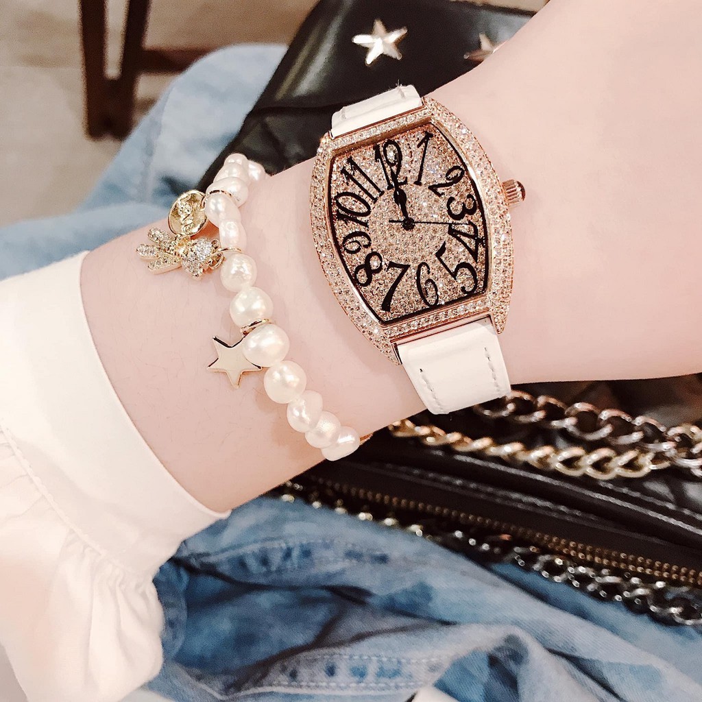 Set Đồng Hồ Nữ Davena 31525 Dây Da Nâu Rose Gold - Kèm Dây Da Trắng Chính Hãng