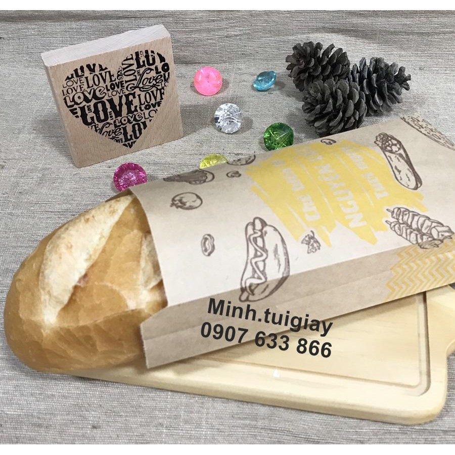 100c túi giấy bánh mì màu vàng
