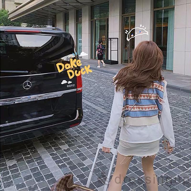 Đầm Dệt Kim Sát Nách Cổ Chữ V Dáng Rộng In Họa Tiết Trái Tim Xinh Xắn Cho Nữ