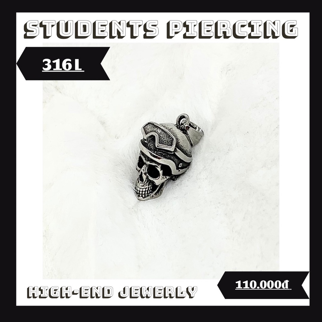 [Rẻ Vô Địch] Mặt Dây Chuyền Hình Đầu Lâu Cá Tính - Khuyên Thép 316L Không Han Gỉ