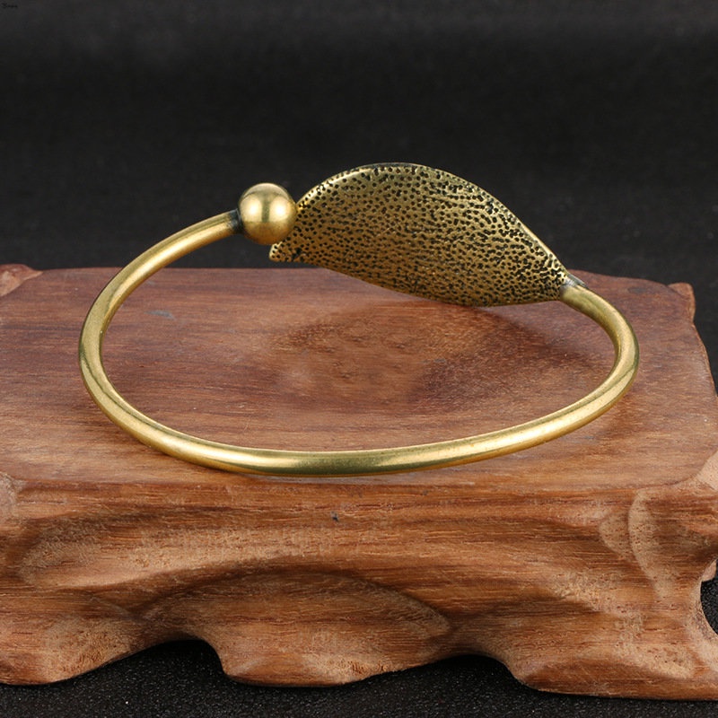 Yueying Vòng Đeo Tay Hình Lá Bằng Đồng Nguyên Chất Có Thể Điều Chỉnh Dành Cho Nữ