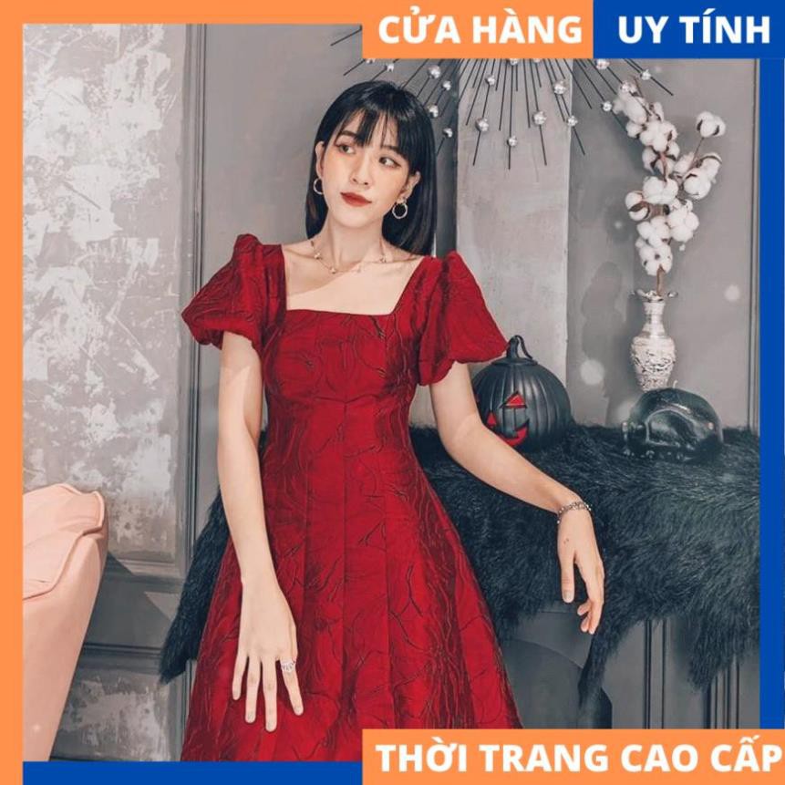 Đầm gấm dáng xòe cột nơ lưng sang chảnh - Funter Dress [HÀNG CAO CẤP]