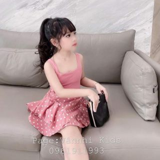 SET 2 DÂY CHÂN VÁY CHẤM BÍ CHO BÉ GÁI