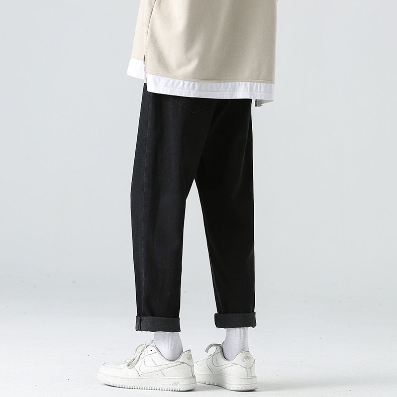 Quần jean suông Hàn Quốc cao cấp dáng rộng ống suông vải jeans bò dày dặn unisex nam nữ R7TR40