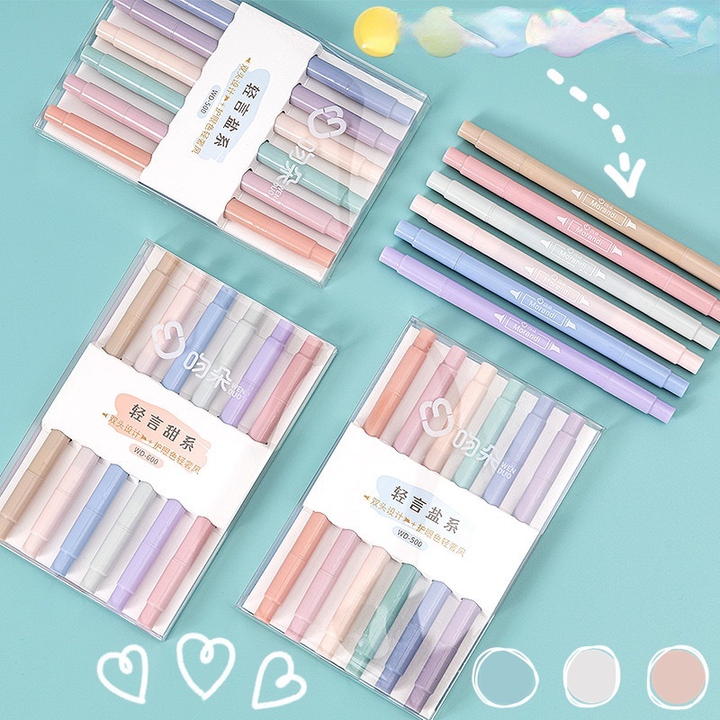 Bộ bút đánh dấu 6 màu sáng tạo cho học sinh Bút Đánh Dấu Hai Đầu 6 Màu Sáng Tạ