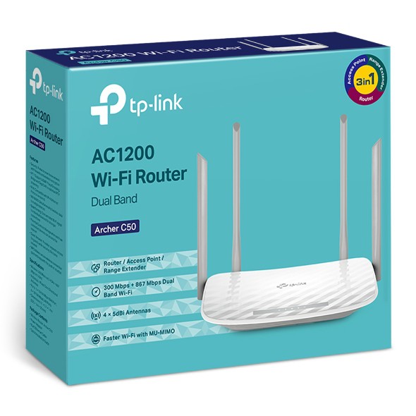 Router Wifi Băng Tần Kép AC1200 TP-Link Archer C50 - Hàng Chính Hãng