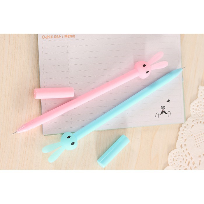 Bút đầu thỏ tai dài bút cute bút dễ thương bút kute viết gel màu đen