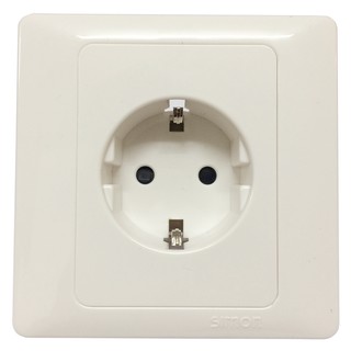 ổ cắm đơn 2 chấu kiểu Schuko, ổ cắm kiểu F có nối đất hoặc dây trung tính Simon 51687
