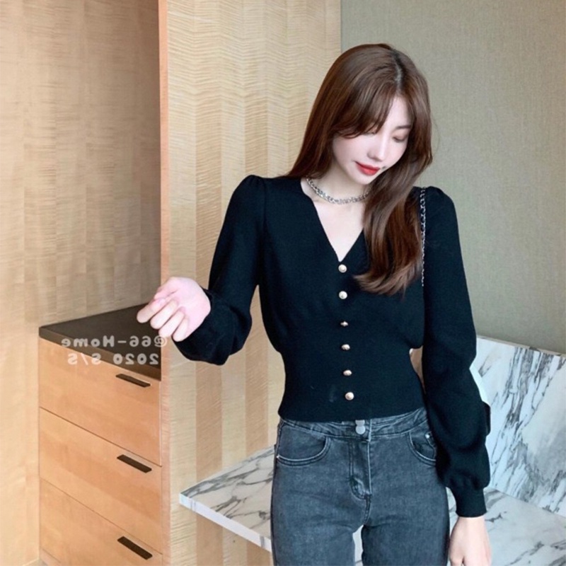 622221#Áo Khoác Cardigan Dệt Kim Tay Dài Cổ Chữ v Thời Trang Thu Đông Phong Cách Mới Cho Nữ