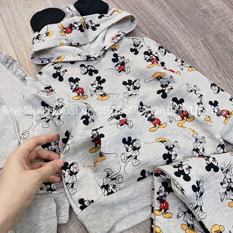 Bộ nỉ cho bé trai và bé gái hoạ tiết mickey xuất dư xịn