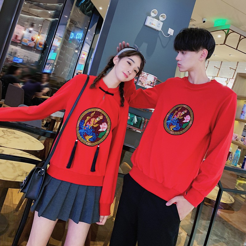 Áo Sweater Tay Dài Kiểu Trung Hoa Thời Trang Mùa Thu 2019 Cho Các Cặp Đôi