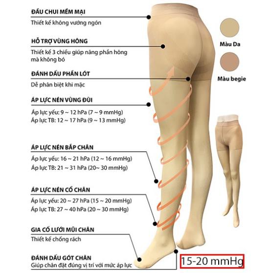 Quần tất y khoa Fukuske LADIES' Nhật Bản chống Giãn tĩnh mạch chân 15-20 mmHg - BAHACHIHA