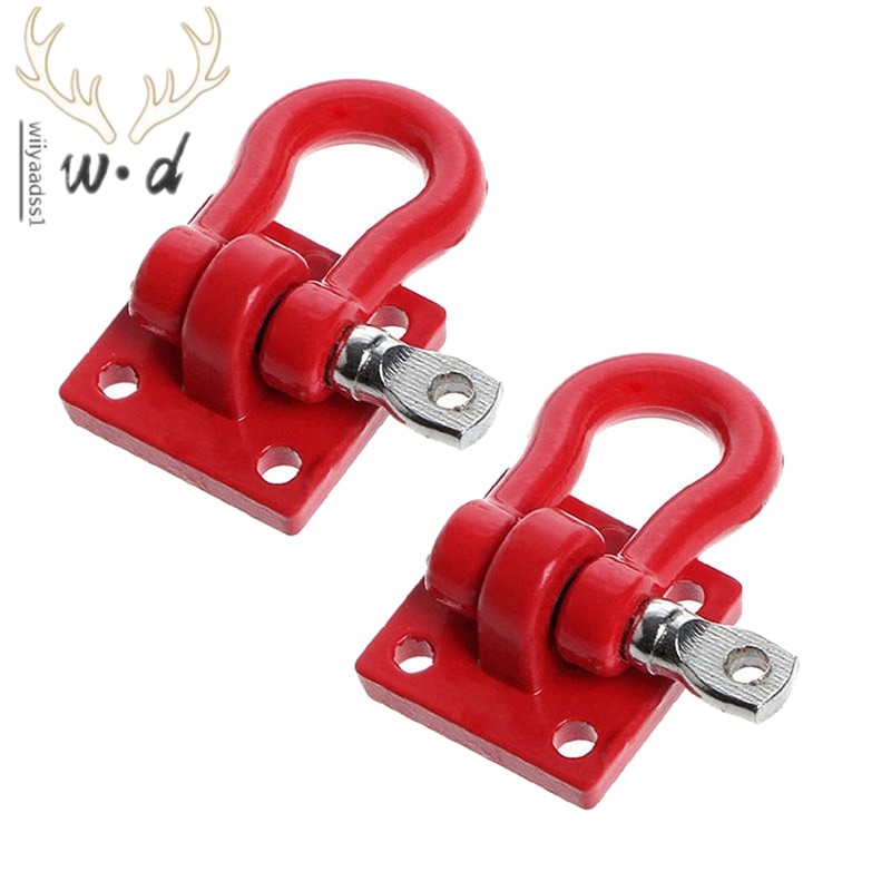 Metal Climbing Trailer Tow Hook Hooks Buckle, Winch Shackles Accessory for 1/10 Scale RC Crawler Truck D90 SCX10 Climbing Car,Red