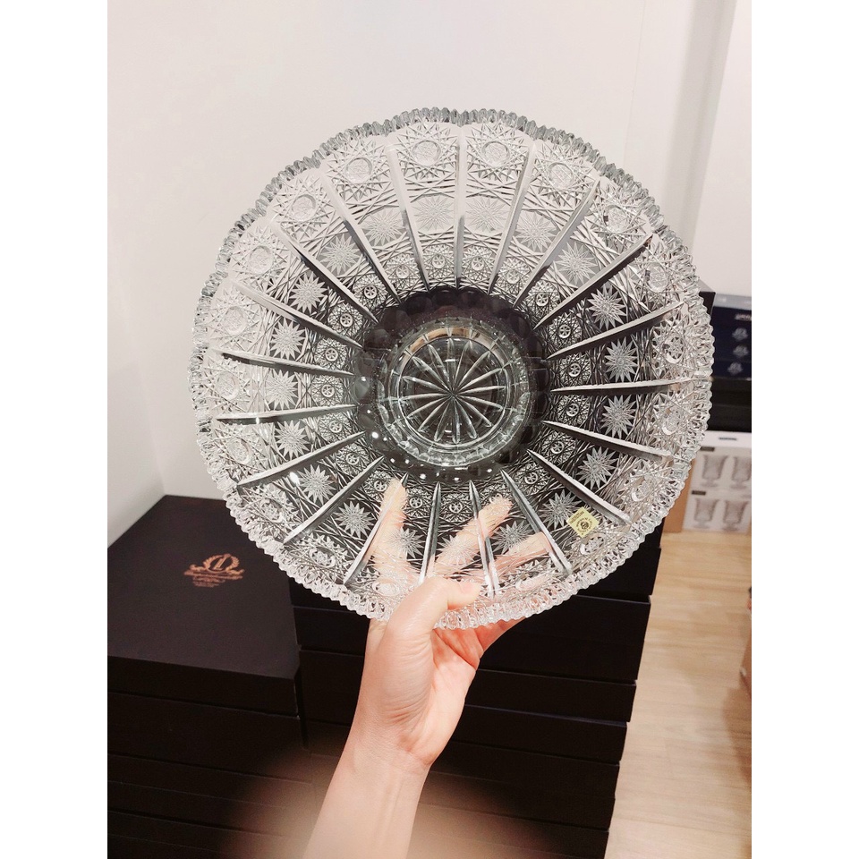 Bồng pha lê cao cấp Bohemia Hoa văn mài M57, đk 25,30 cm - Pha lê chính hãng sản xuất tại Séc