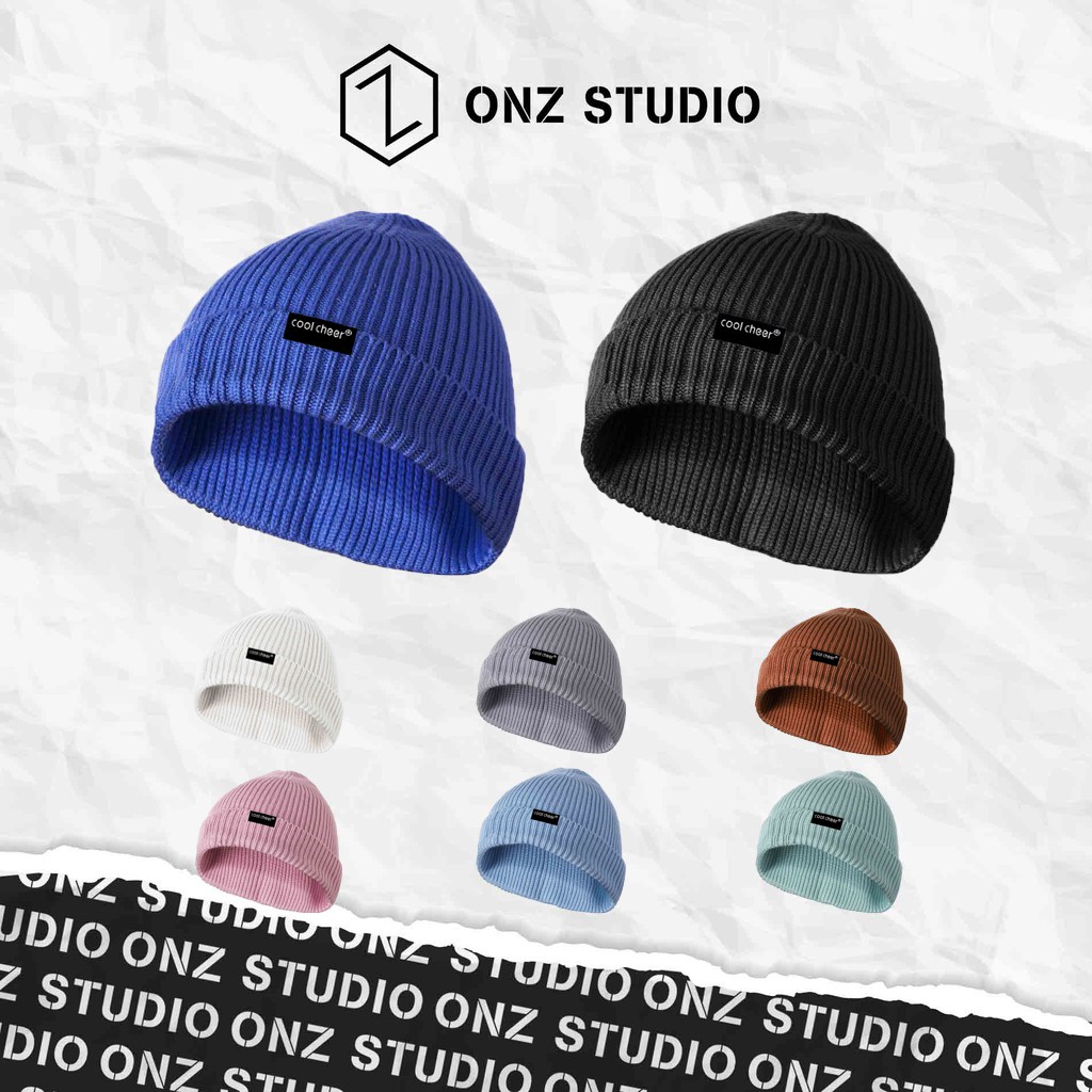 Mũ len Beanie nam nữ ONZ Studio vintage Hàn Quốc - Nón len trơn acrylic Cheer đan dọc nhiều màu ML02