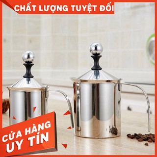 Ca đánh sữa lạnh latte 400ml - 800ml Ca đánh sữa inox 2 lớp lưới Ca tạo bọt sữa cầm tay (làm caphe bọt)