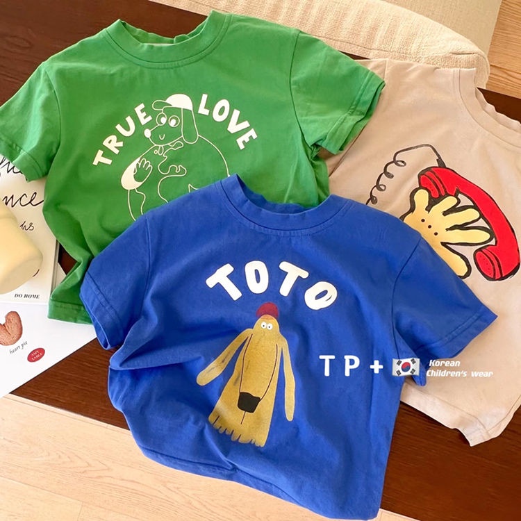 Áo Thun Cotton Ngắn Tay In Họa Tiết Hoạt Hình Thời Trang Mùa Hè Cho Bé