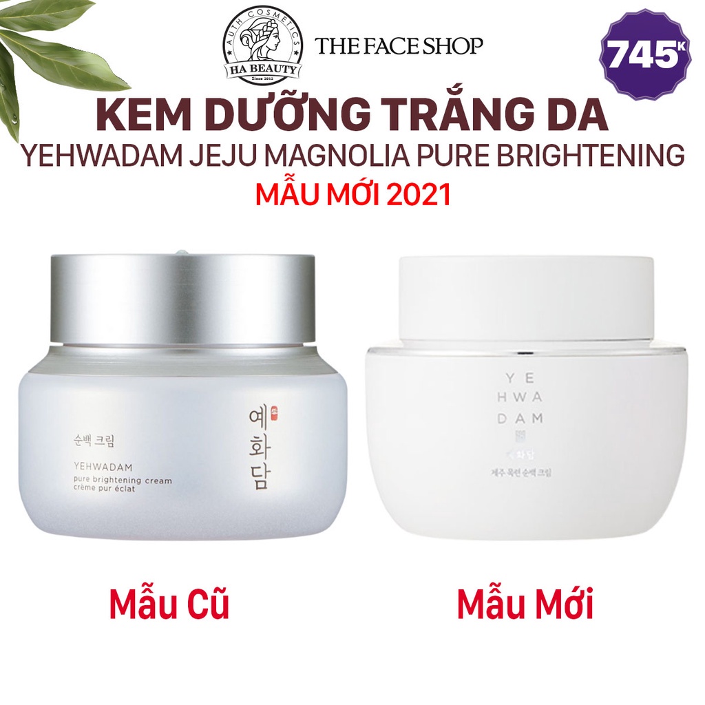 Kem dưỡng ẩm sáng trắng da phục hồi tái tạo da The Face Shop Yehwadam Jeju Magnolia Pure Brightening Cream 50ml
