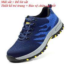 Giày Bảo Hộ Lao Động Nam Siêu Bền Mũi Sắt – Đế Lót Thép Chống Đinh, Chống Dập Ngón, Chống Tĩnh Điện màu xanh dương mẫu 2