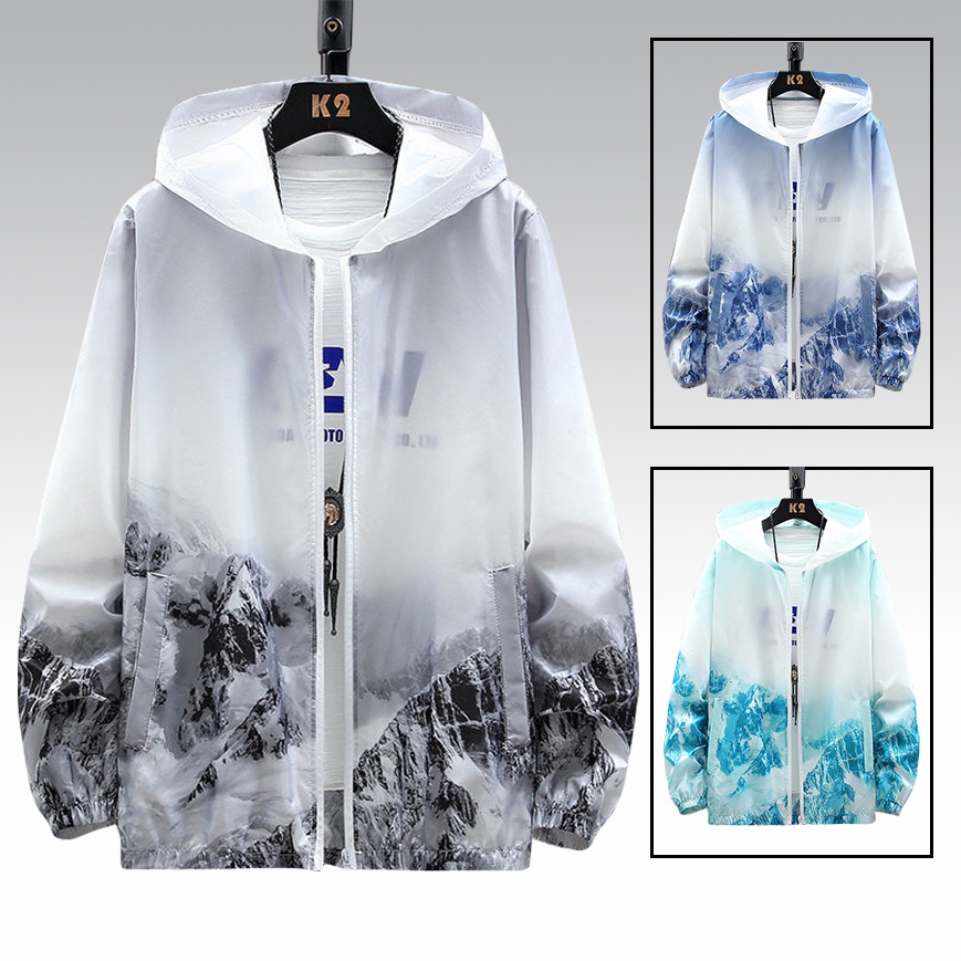 Áo Khoác Nam Nữ Có Mũ Trùm Đầu In Hai Mặt Hình Phong Cảnh Núi Non Dáng Trẻ Trung Thời Trang Zenkonam MEN JK 039