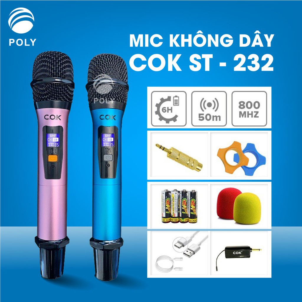 [Mã 44ELSALE2 giảm 7% đơn 300K] Micro không dây COK ST-232 FULL NHÔM - CHÍNH HÃNG PHÂN PHỐI