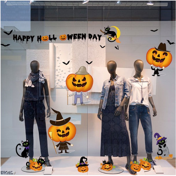 Decal trang trí tường - Halloween Bí Đỏ Vui Vẻ chơi lễ 07