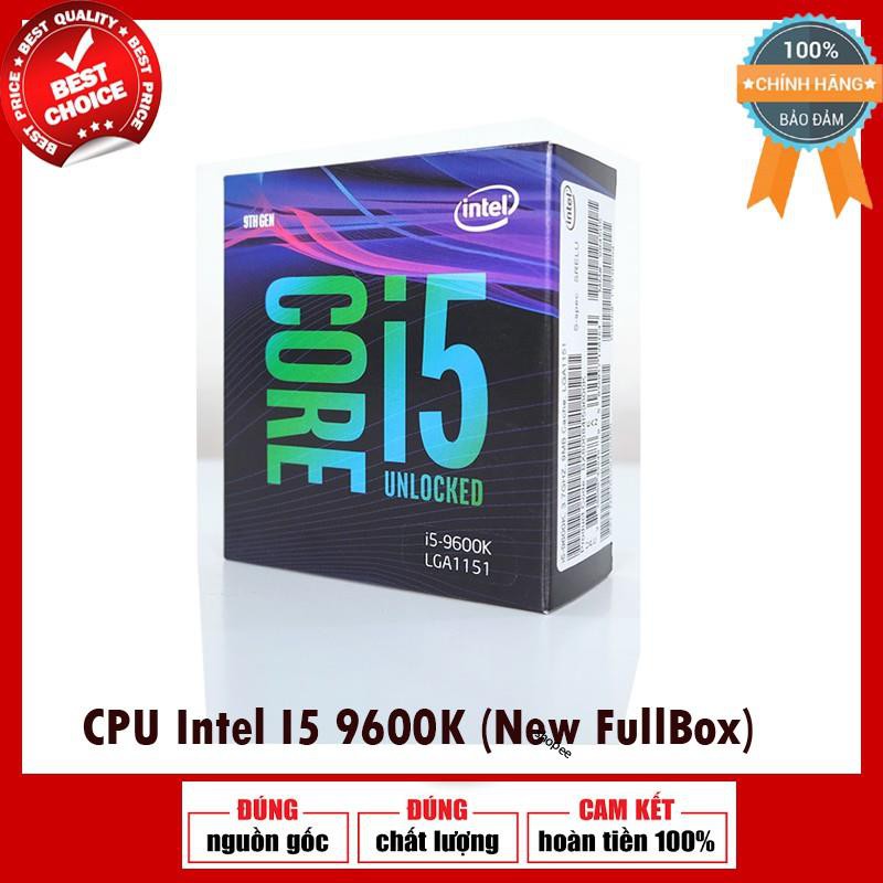 Bộ vi xử lý / CPU Intel Core i5-9600K (3.7GHz turbo up to 4.6GHz, 6 nhân 6 luồng, 9MB Cache, 95W)