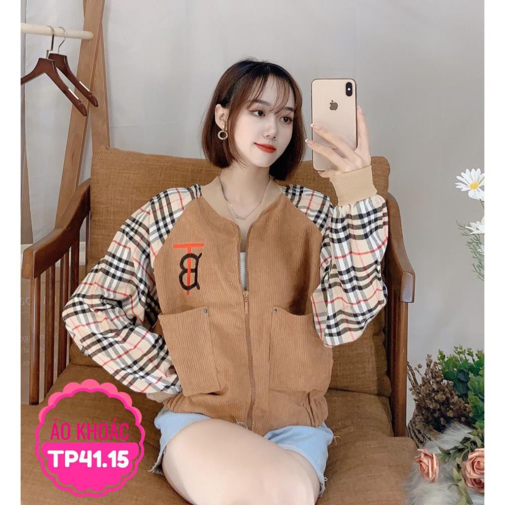 ÁO KHOÁC KAKI NHUNG TĂM TAY PHỐI BUBERRY CỰC SANG (TP41.15) ⚡100% ẢNH THẬT⚡ ÁO KHOÁC NỮ
