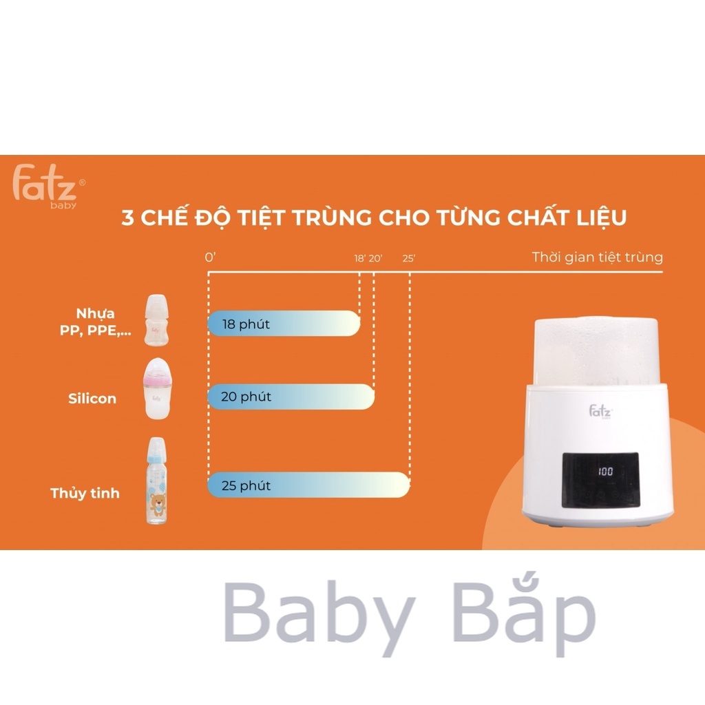 MÁY HÂM SỮA TIỆT TRÙNG ĐIỆN TỬ 4 BÌNH - QUATRO 1 - FATZ BABY FB3015CY