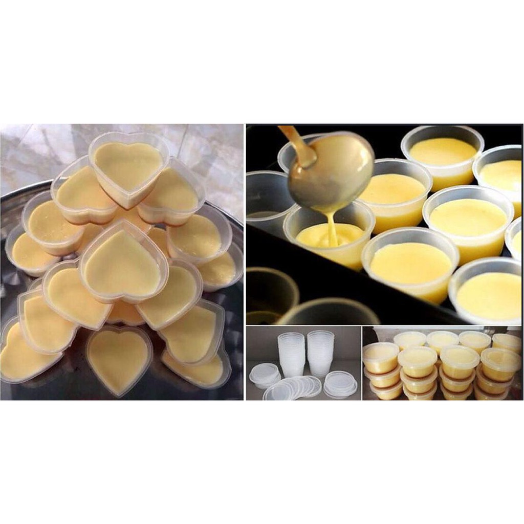 (Đủ SIZE) Combo 50 cái Khuôn bánh flan, khuôn rau câu  tim / Khuôn bánh flan tròn / khuôn bánh flan bông