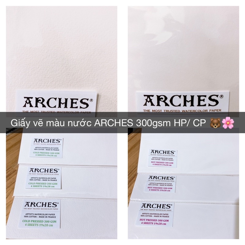 Giấy vẽ màu nước ARCHES 300gsm vân Hotpressed / Coldressed