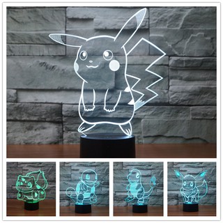 [ 7 MÀU ] Đèn Led 3D Cảm Ứng 7 Chế Độ Ánh Sáng Hình PIKACHU Độc Đáo, đèn trang trí, quà tặng ý nghĩa