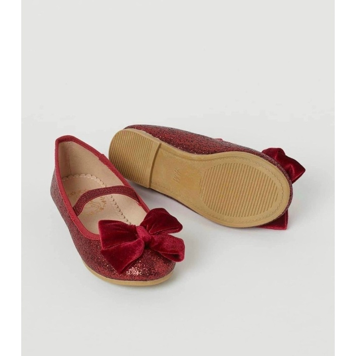 Giầy búp bê nhũ đỏ hm cho bé gái size chân từ 14-20,6cm