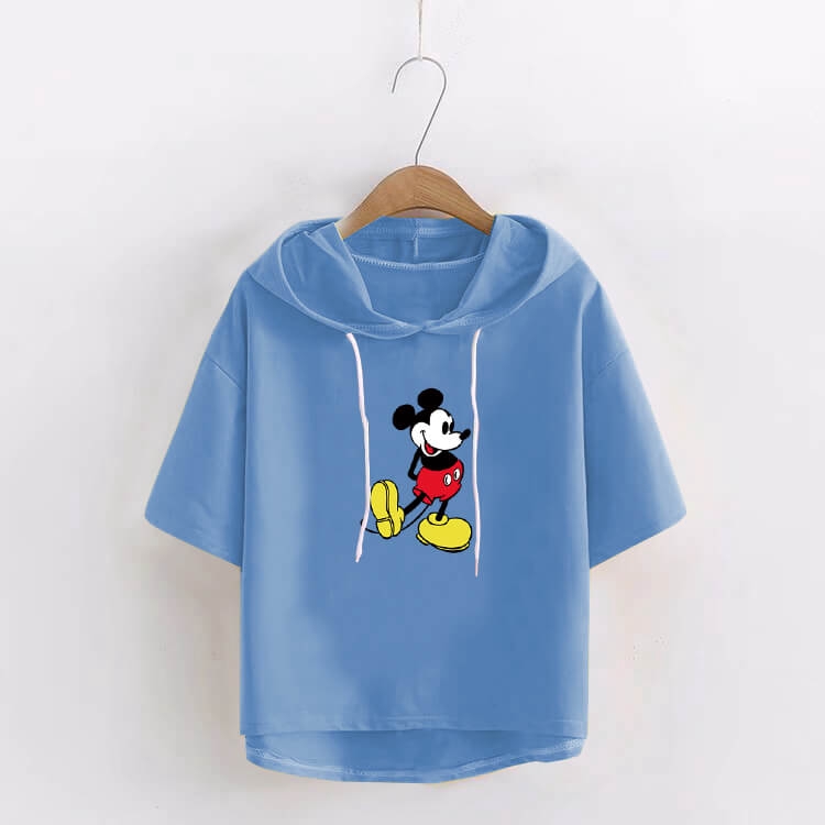 Áo Hoodie Có Nón Ngắn Tay Thời Trang Cho Nữ