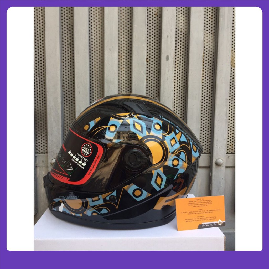 Mũ BH fullface AGU tem Valentino Rossi màu đồng sang chảnh siêu rẻ
