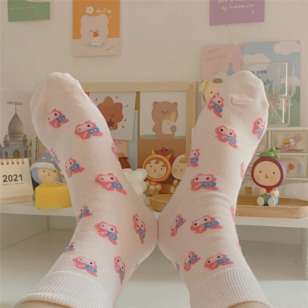 Vớ Thể Thao In Họa Tiết Thỏ/Cún Kuromi Đáng Yêu Phong Cách Hàn Quốc Cho Nữ Sinh