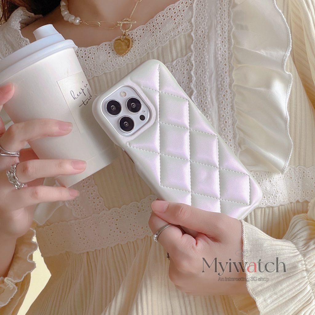 Ốp Da Màu Macaron Cho iphone 15 14 Pro Max 13 12 Pro Max 14 15 Plus Bảo Vệ Họa Tiết Hình thoi Đơn Giản Bảo Vệ Toàn Diện Chống Rơi cove