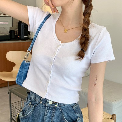 [ĐỦ SIZE] ÁO CROPTOP CÀI CÚC KOREA STYLE ⚡️ 𝐅𝐑𝐄𝐄 𝐒𝐇𝐈𝐏 ⚡️CÔ NÀNG NGỌT NGÀO DỄ THƯƠNG MÃ CR2 | BigBuy360 - bigbuy360.vn