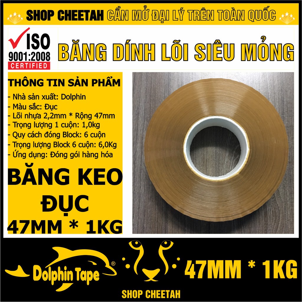 (Lõi giấy 2mm x 1kg) Băng dính đục 1kg/cuộn – Màu đục - Lõi giấy siêu mỏng 2mm – Siêu dai và dính