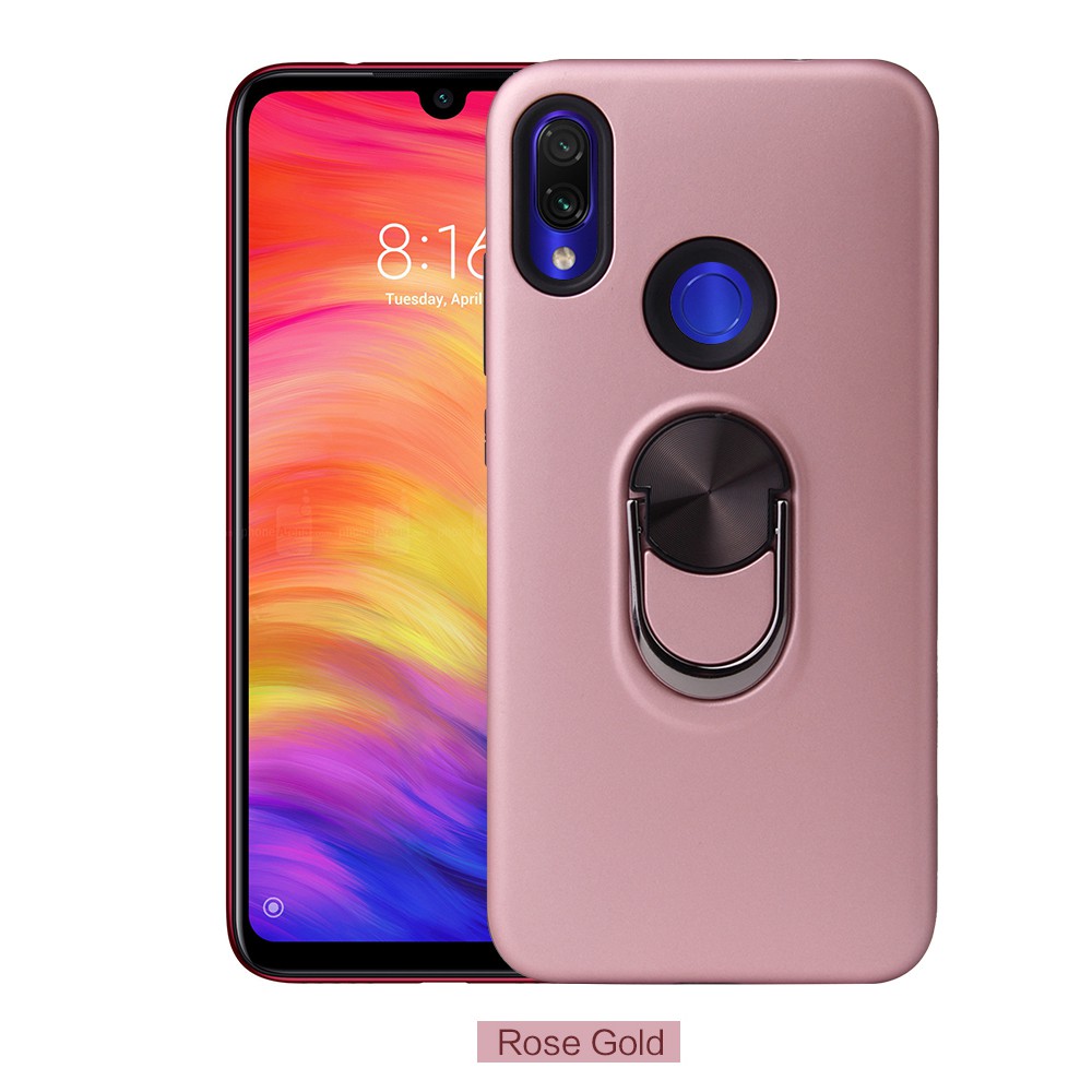 Ốp điện thoại nhựa cứng màu trơn có móc gắn xoay 360 độ dành cho Xiaomi Redmi Note 7 Note 7 Pro Redmi 7