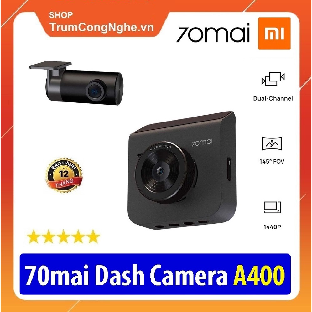 Camera hành trình ô tô 70Mai A400 quay Trước và Sau Siêu Nét - 70Mai Dash Cam A400+ Rear Cam Set