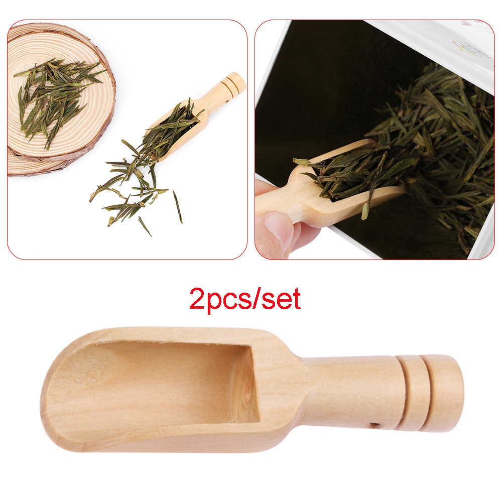 Set 2 muỗng gỗ tre thủ công múc trà xanh kiểu truyền thống tiện lợi
