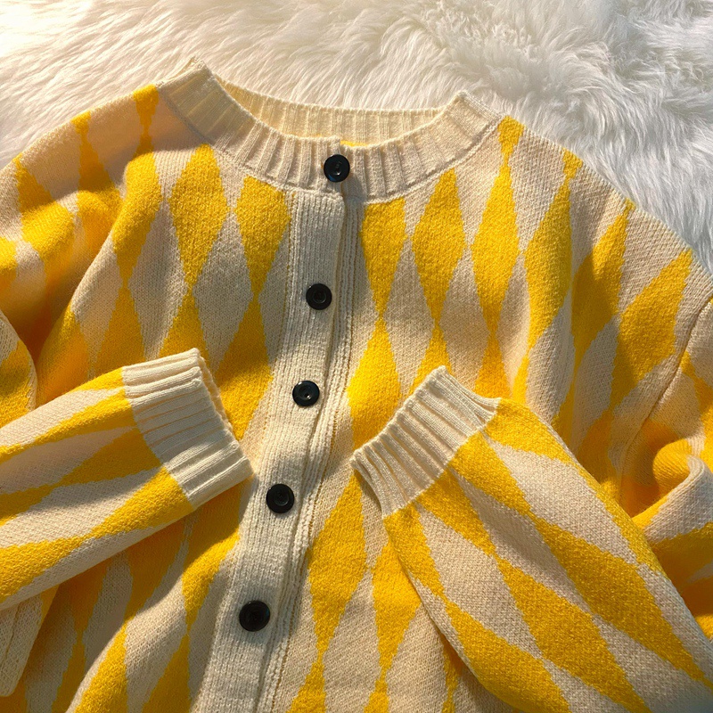 Áo cardigan dệt kim tay dài dáng rộng phong cách thời trang Hàn Quốc