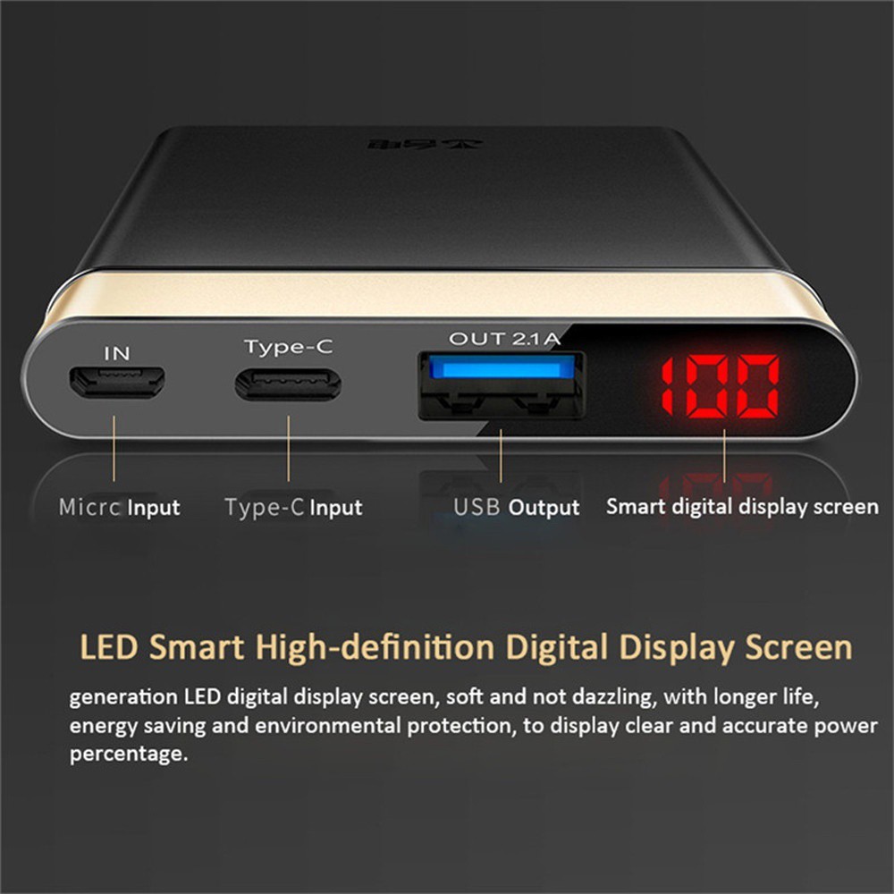 Teclast T100UC-G Ultra-thin 10000mAh QC3.0 Power Bank With LED Display